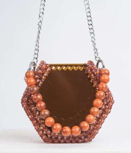 Brown beaded crossbody bag