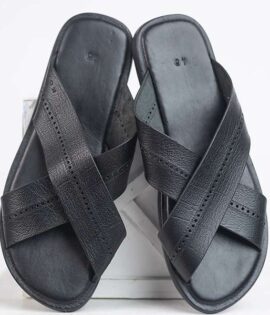 Black Leather Criss Cross Sandal (Unisex)