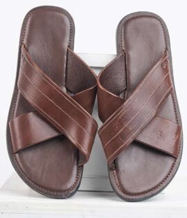 Brown Leather Criss Cross Sandal (Unisex)