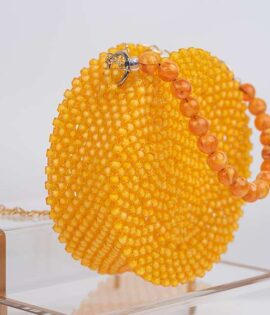 Yellow Glass Beads Cross Body Bag