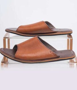 Men’s Brown Leather Slides