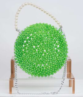 Classic Green & White Beaded Handbag