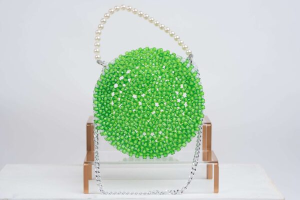 Classic Green & White Beaded Handbag