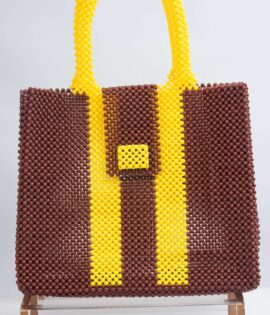 Brown & Yellow Beaded Tote