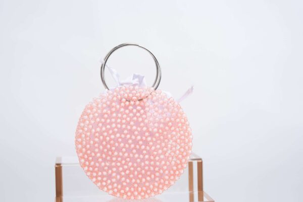 Light Pink Crystal beaded Handbag