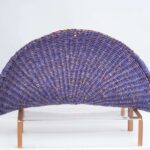 Purple Half Moon Clutch with Yellow and Red Highlights