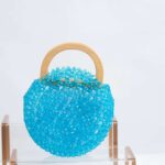 Clear Blue Beaded Evening Handbag