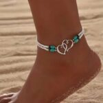 Double Layer Rice Bead Heart Anklet