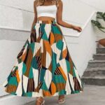 Geo Print Pleated Skirt