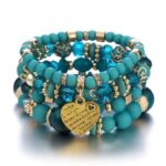 Heart Charm Bead Layered Bracelet