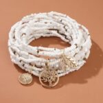 Leaf Shape Pendant Beaded Bracelet