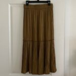 Rachel Zoe Midi Pleated Green/Gold Skirt