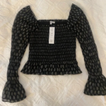 Patrons of Peace Black Paisley Print Smocked Top